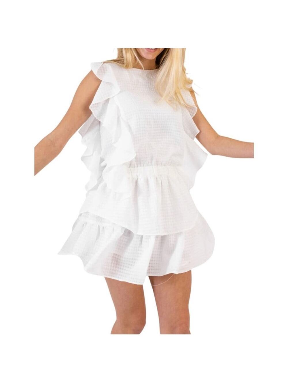 Koch Madison Ruffle Dress in Bright White M